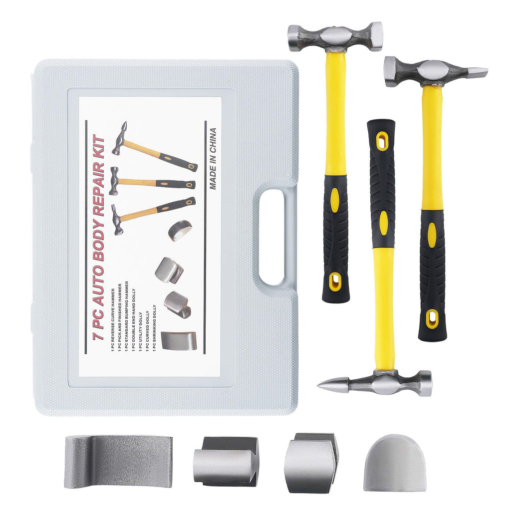 Car Body Repair Kit 7 Pieces Hammer Dolly for Car Panel