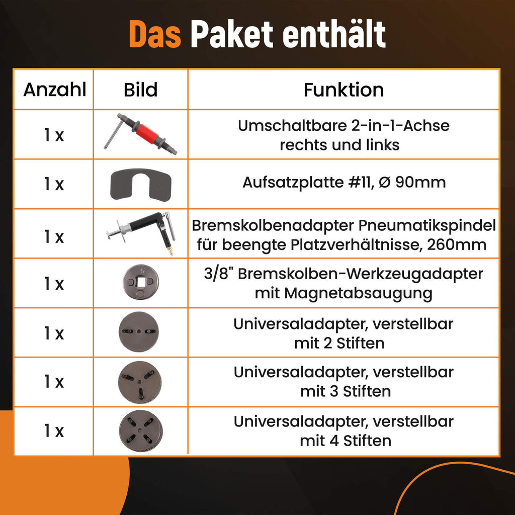 Tools Universal, Remklauw Piston Rewind Gereedschap Kit, 8x 150.2296