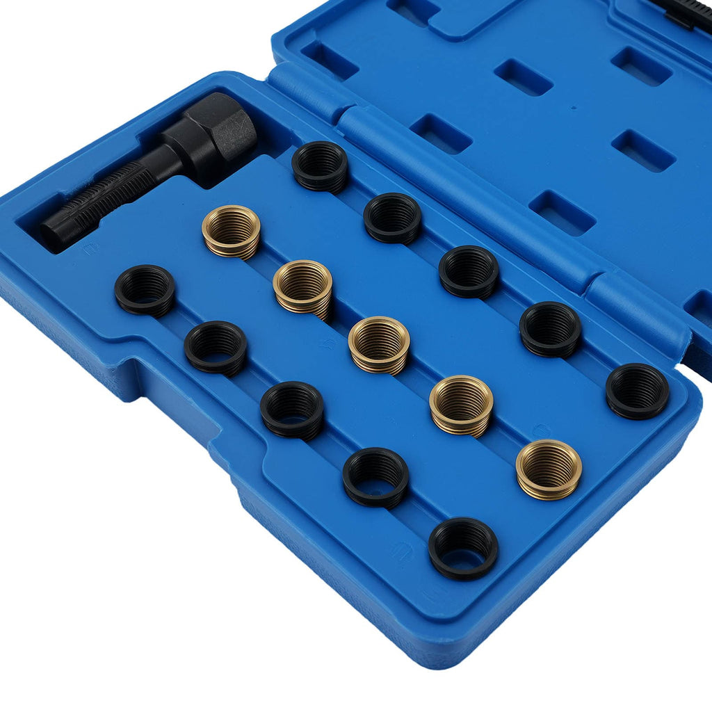 16 Pcs Spark Plug Thread Repair Kit M14 Universal Tap 45# Steel