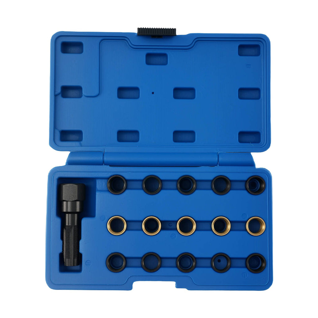 16 Pcs Spark Plug Thread Repair Kit M14 Universal Tap 45# Steel