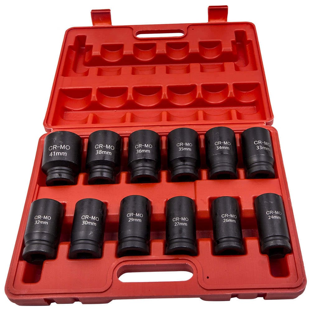 12 Pcs 3/4" Inch DRIVE DEEP IMPACT 24-41mm Socket Set for Reach Long Impact Socket