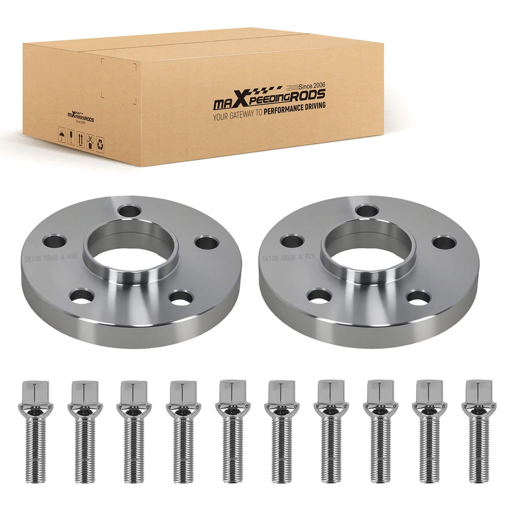 2x 20mm Spoorverbreders geschikt voor Volvo 5x108 M14x1.5 Alloy 6061-T6 + Bolts