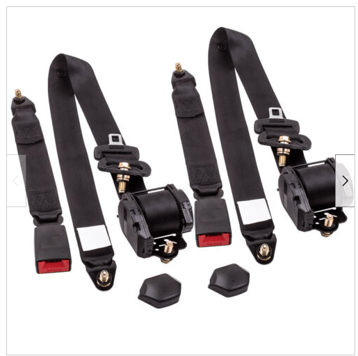 2x Adjustable 3-Point Retractable Lap Car Truck Safety Belts