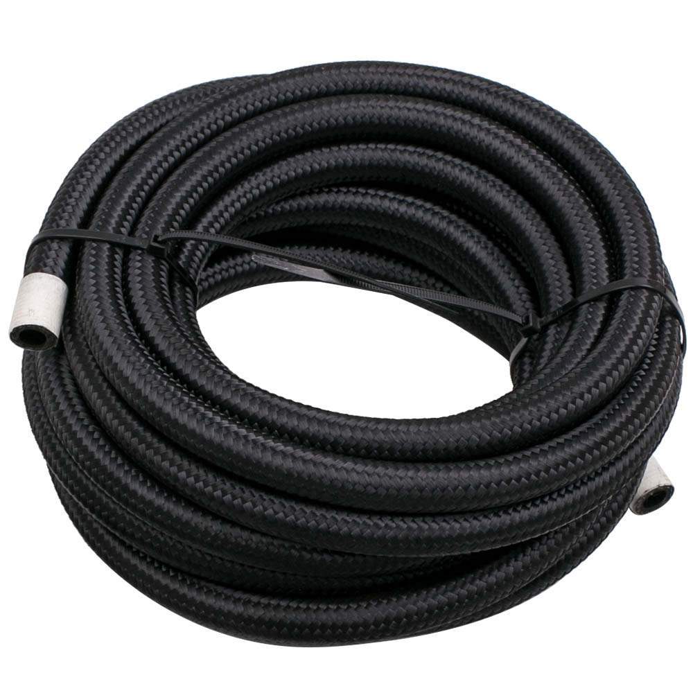 AN6 brandstofslang set 20 ft nylon met roestvrijstalen omvlechting en fittingen