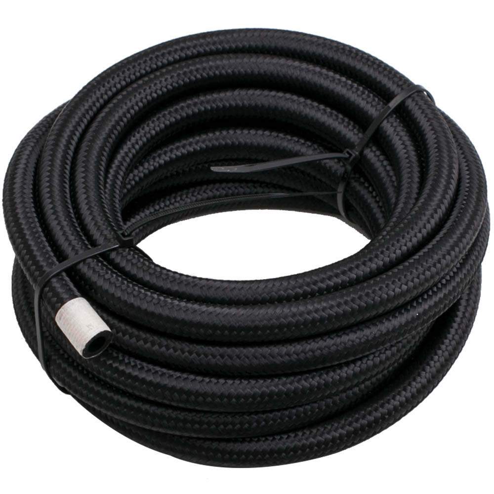 AN6 brandstofslang set 20 ft nylon met roestvrijstalen omvlechting en fittingen