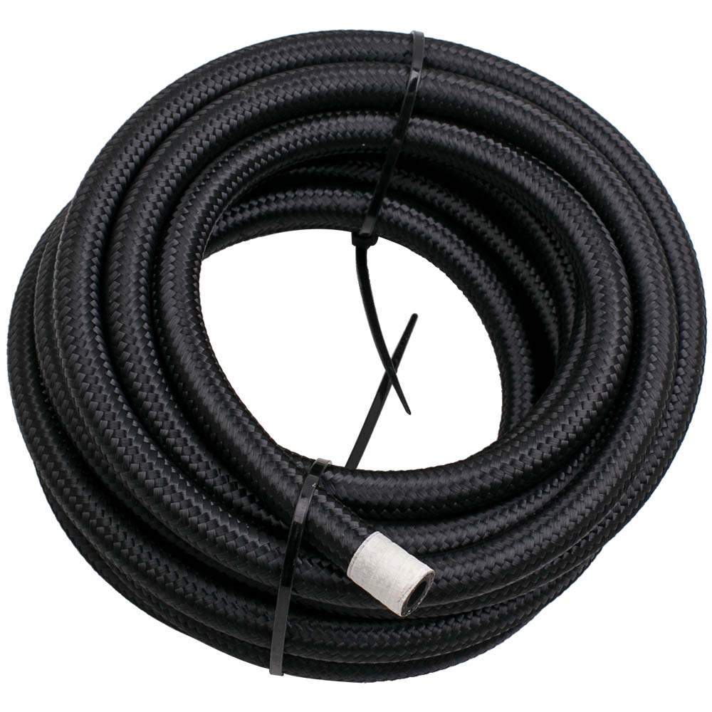 AN6 brandstofslang set 20 ft nylon met roestvrijstalen omvlechting en fittingen