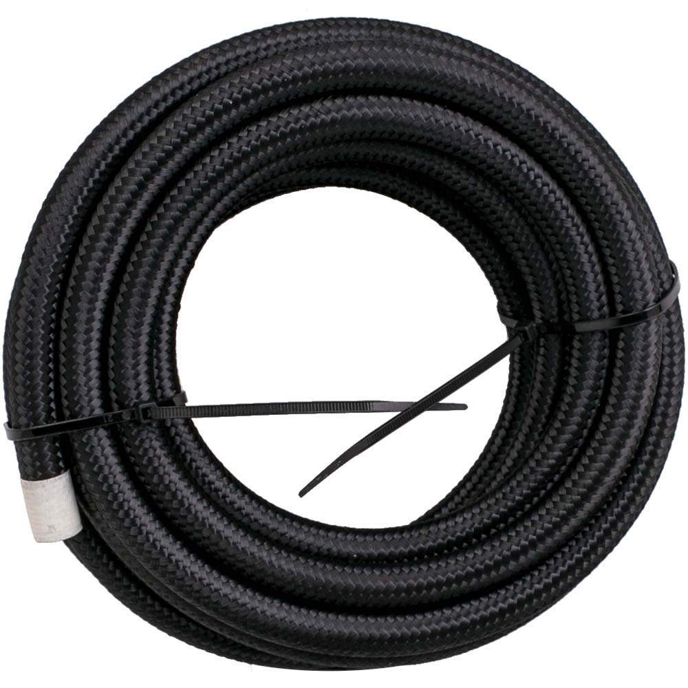 AN6 brandstofslang set 20 ft nylon met roestvrijstalen omvlechting en fittingen