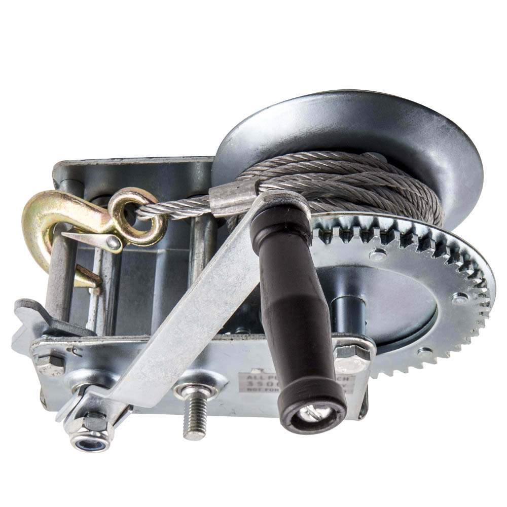 Manual Winch Hand Crank 1500 kg Steel Double Gear for Boat Trailer 33 ft Cable