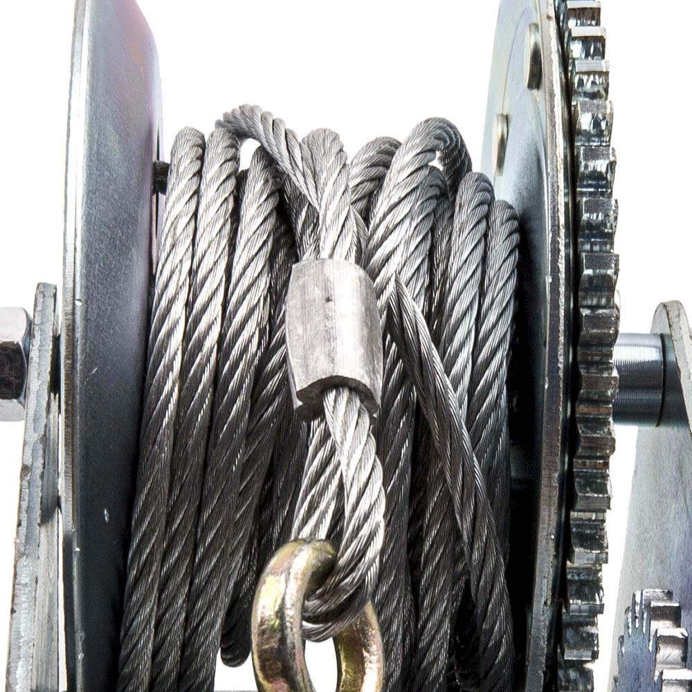 Manual Winch Hand Crank 1500 kg Steel Double Gear for Boat Trailer 33 ft Cable