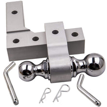 Load image into Gallery viewer, Adjustable Aluminum Mount Double Ball Hitch 2" Receiver Hook and Trailer Tow Lock