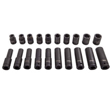 Laad de afbeelding in de galerijviewer, 1/2-inch Drive Deep Impact Socket Set, 20-Stuk, Long Reach Wheel Nut Wrench Gereedschap, 10-19mm
