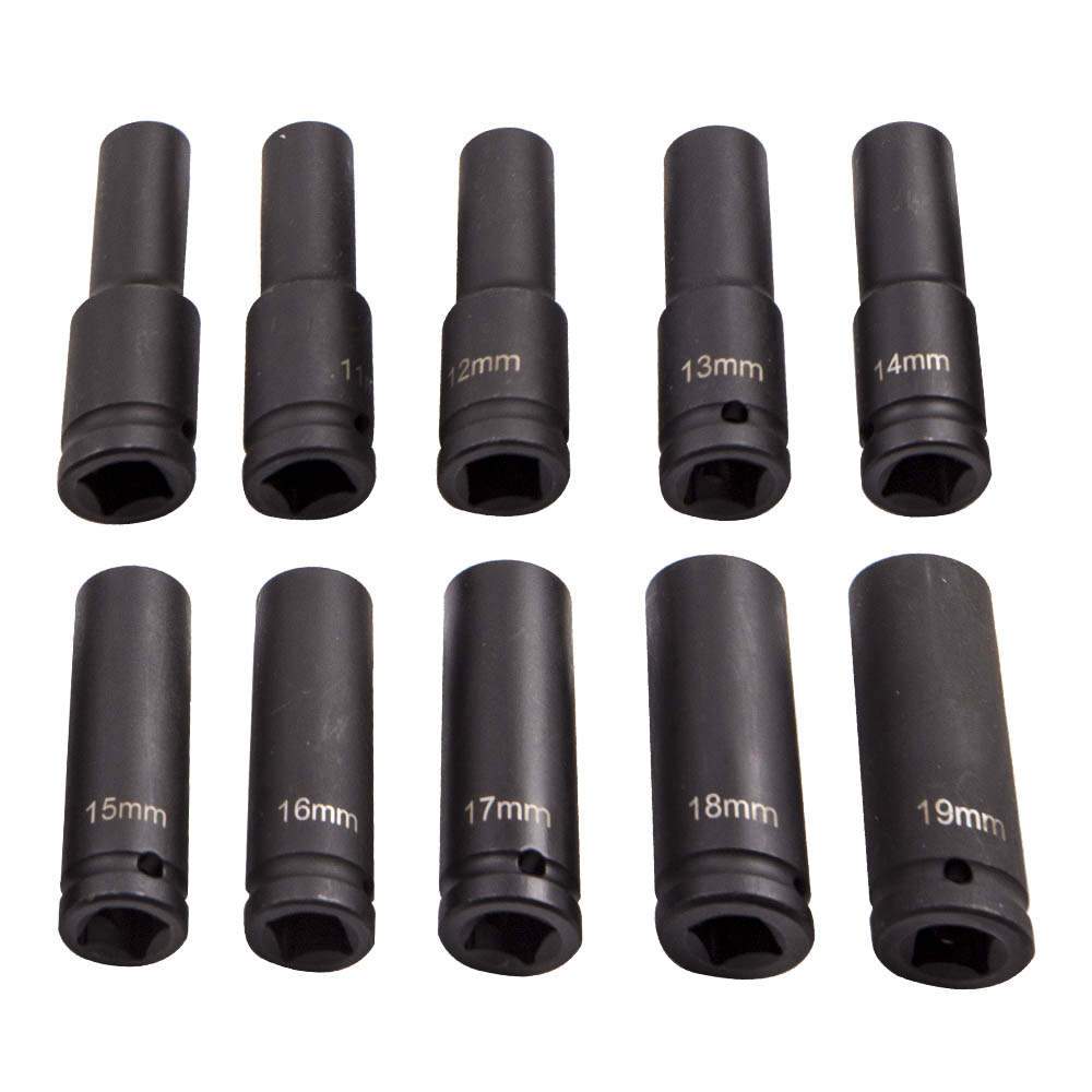 1/2-inch Drive Deep Impact Socket Set, 20-Stuk, Long Reach Wheel Nut Wrench Gereedschap, 10-19mm