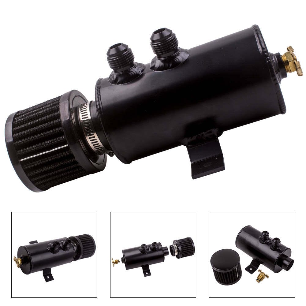 Universele olie catch tank olieopvangtank aluminium 750 ml zwart 10AN750