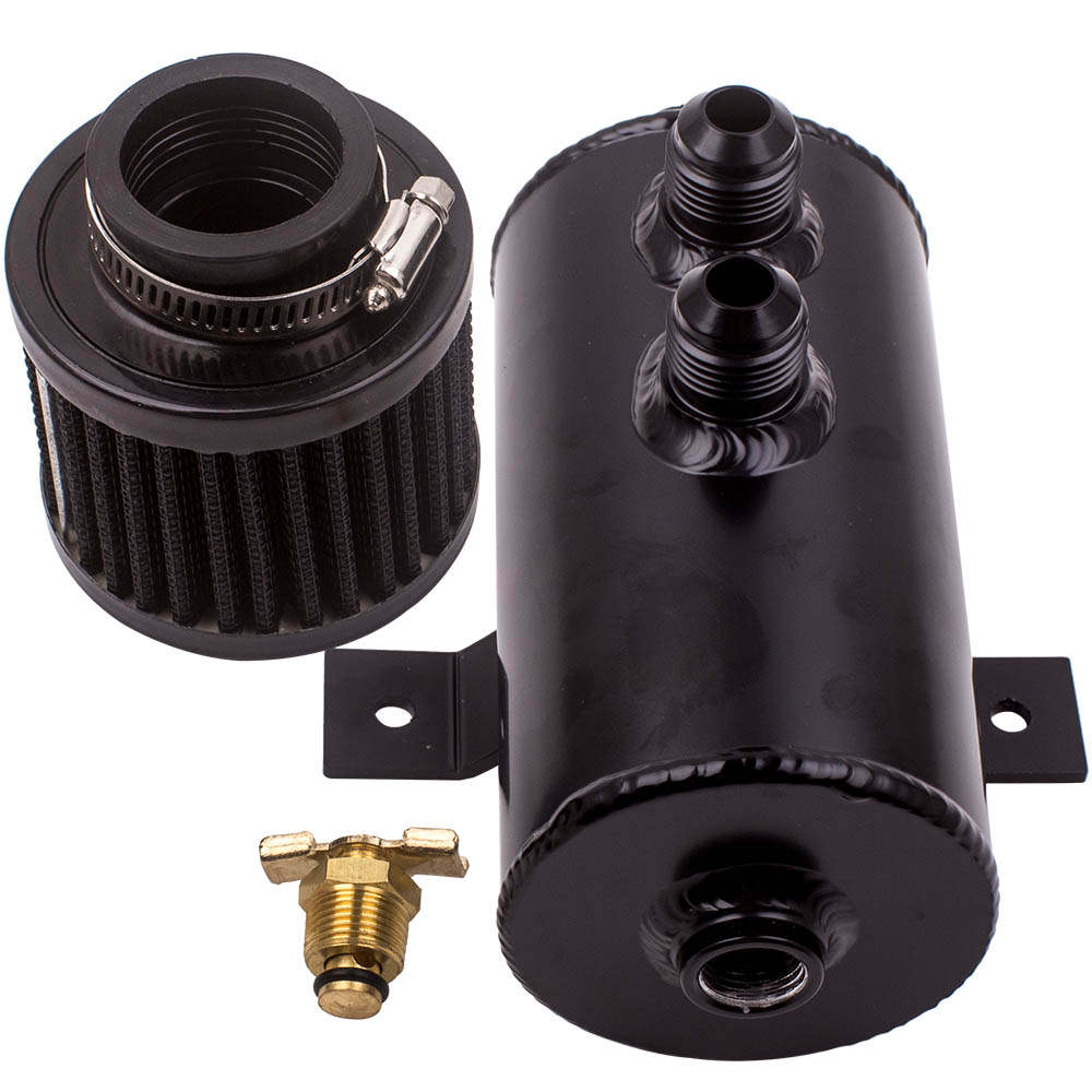 Universele olie catch tank olieopvangtank aluminium 750 ml zwart 10AN750