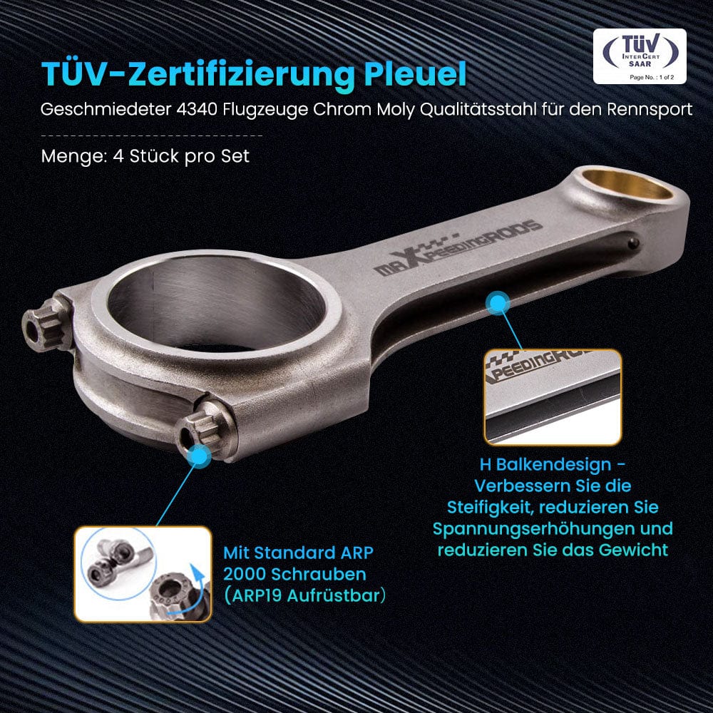 H-Beam Drijfstangen geschikt voor VW Golf MK4 Passat geschikt voor Audi TT 1.8T 19mm Pin Con Rod 800hp