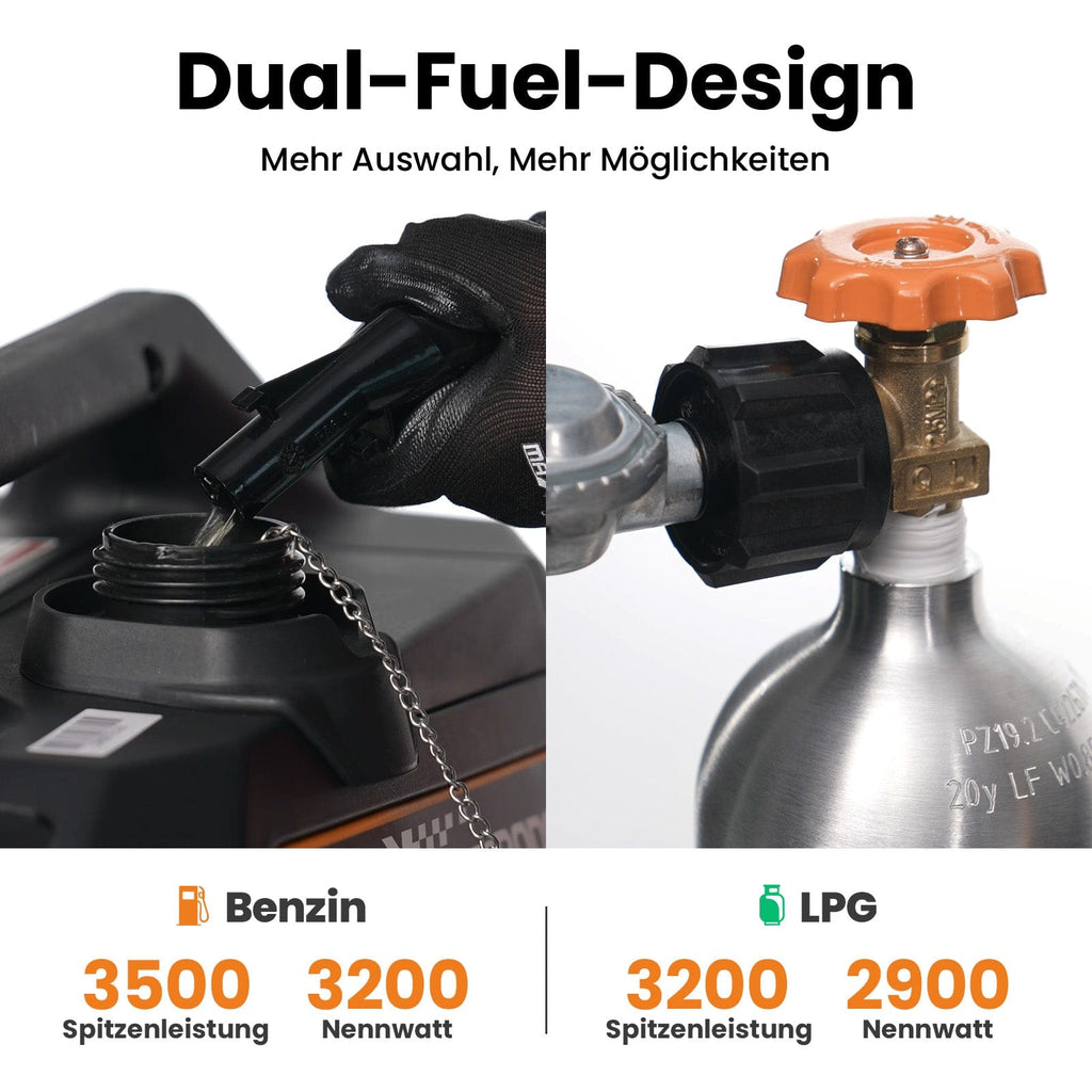 3,5kW aggregaat inverter generator benzine LPG 230V 12V elektrische start