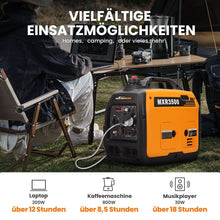 Laad de afbeelding in de galerijviewer, 3300W Aggregaat Inverter Generator Benzine – Draagbaar voor Camping &amp; Tuin