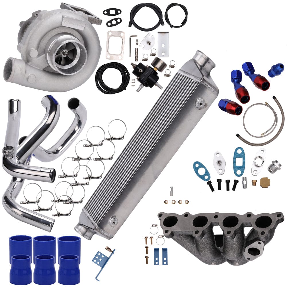 Turbokit T3/T4 hybride 450 pk geschikt voor Honda D-serie D15 D15Z1 met spruitstuk, intercooler & blow-off