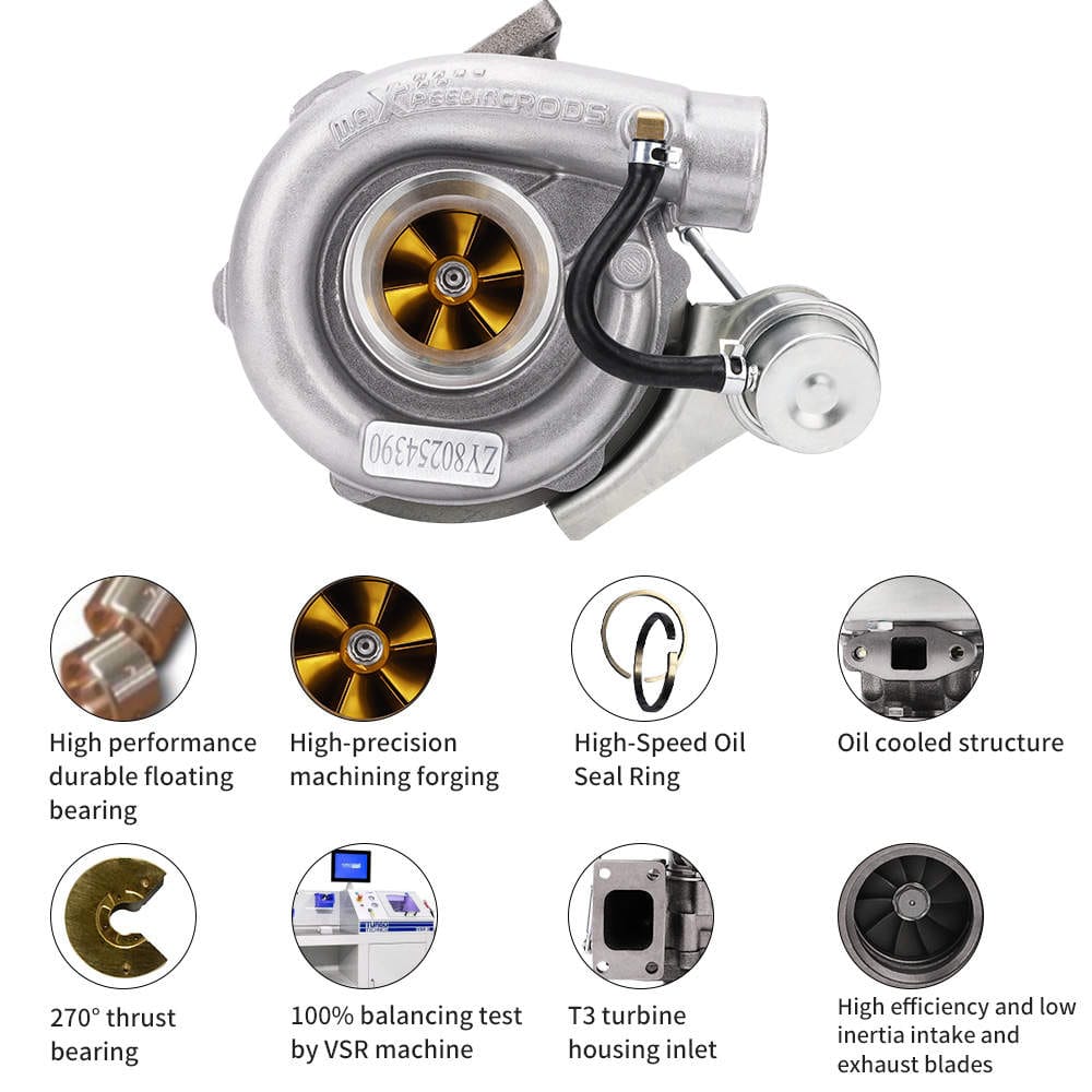 Universele turbo geschikt voor 4- en 6-cilinder 1.5L-2.5L motoren T3 tot 420 pk