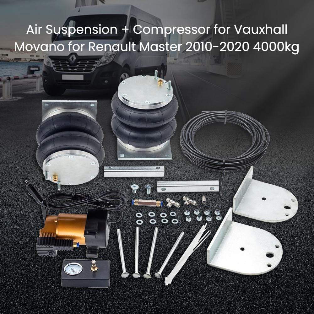 2x Luchtvering Kit + 12V Compressor geschikt voor Opel Movano 2010-2024