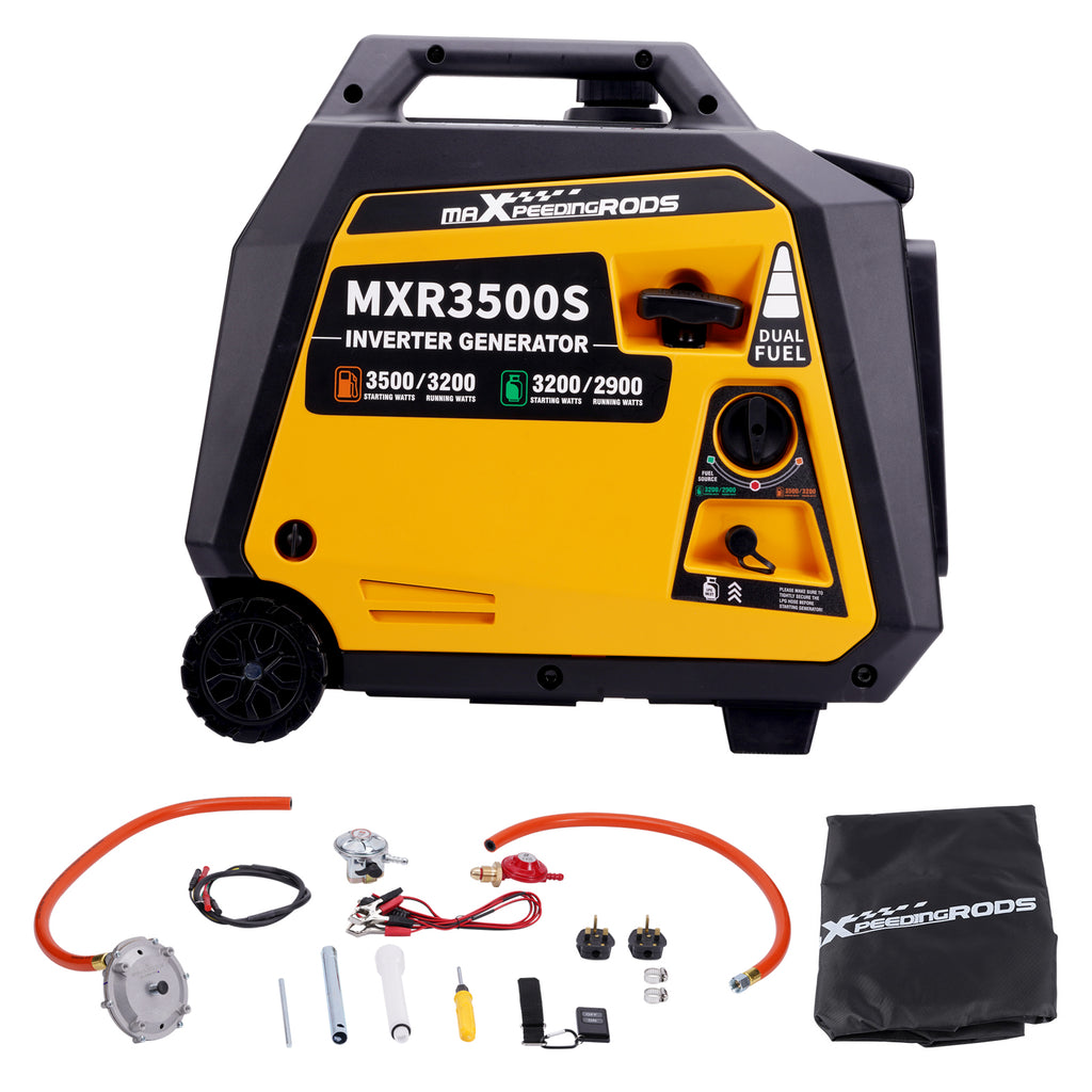 maXpeedingrods 3500W Petrol Inverter Generator Dual Fuel 4-Stroke Electric Start Generator voor Camping, RV Travel, Home, or Jobsites