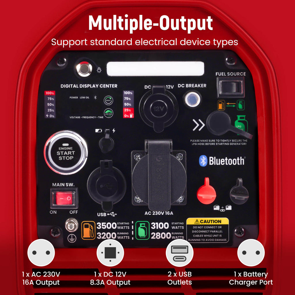 Gasoline/LPG 3.5kw Inverter Generator Bluetooth/Pull Start/Electric