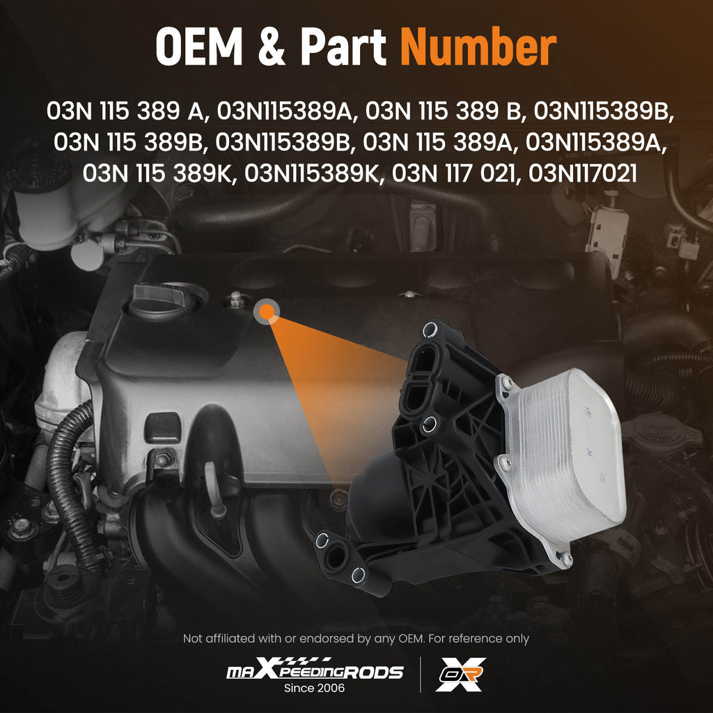 Oil Filter Housing+Cooler compatible for Audi A3 Q2 Q3 compatible for VW Polo compatible for Golf 7 Seat Leon 03N115389A