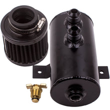 Laad de afbeelding in de galerijviewer, Aluminium Baffled Engine Oil Catch Can 2x AN10 Twin Port Breather Filter 750ml