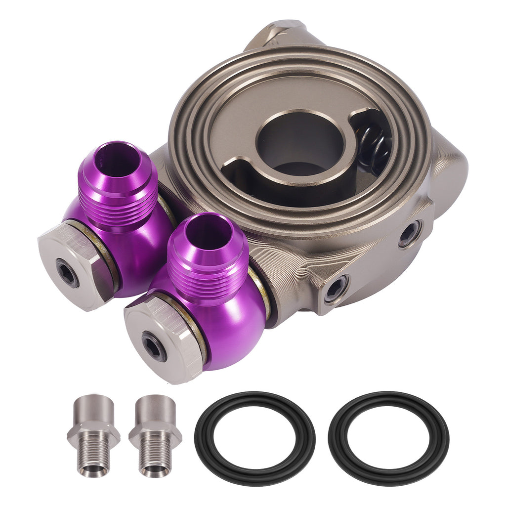 Universal Oil Cooler Filter Sandwich adapter 360° Rotatable Thermostat AN10 Nieuwe