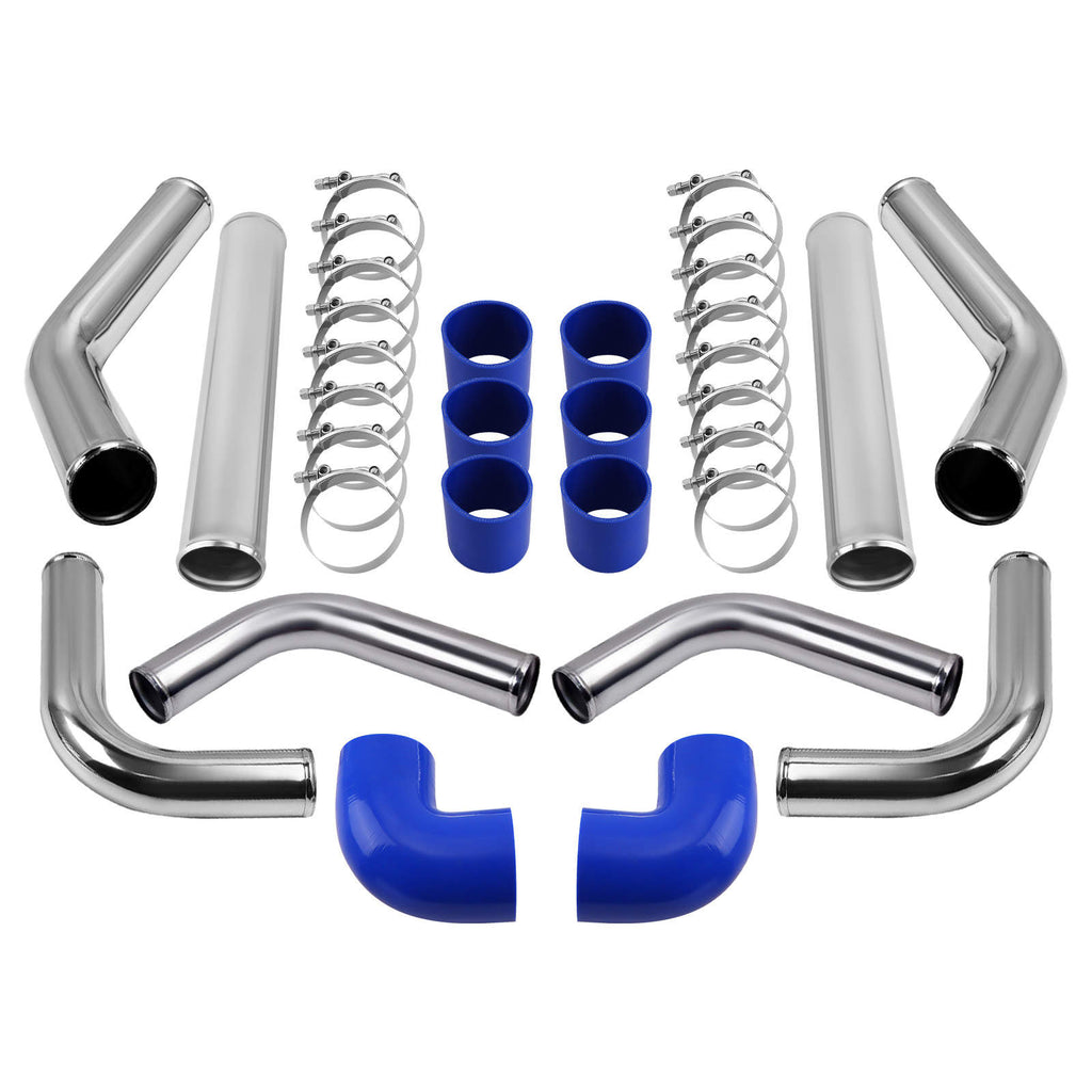 2.5" UNIVERSAL Turbo Intercooler Piping Pipe Duct Tube Kit with Bolt Clamp Blue