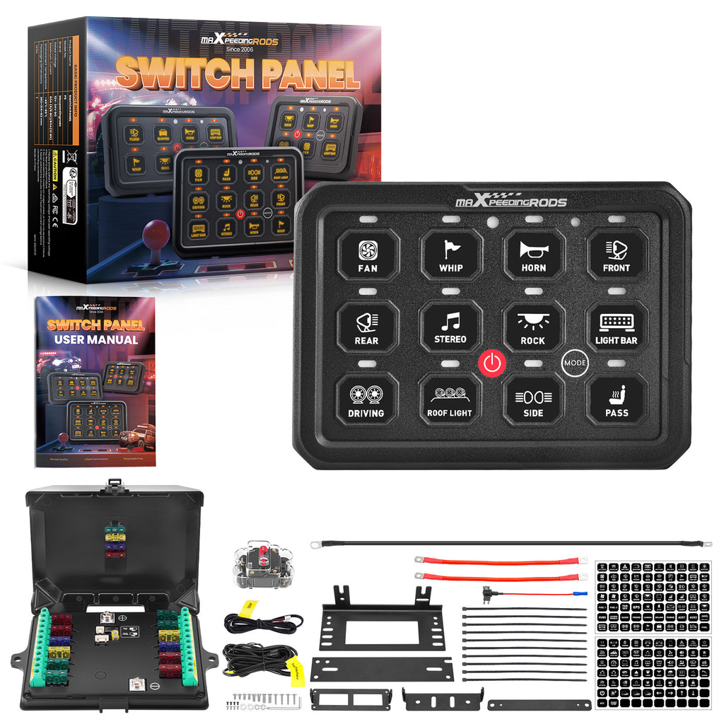 12 Gang RGB Switch Panel LED Light Bar Control Electronic Relay System 12V-24V