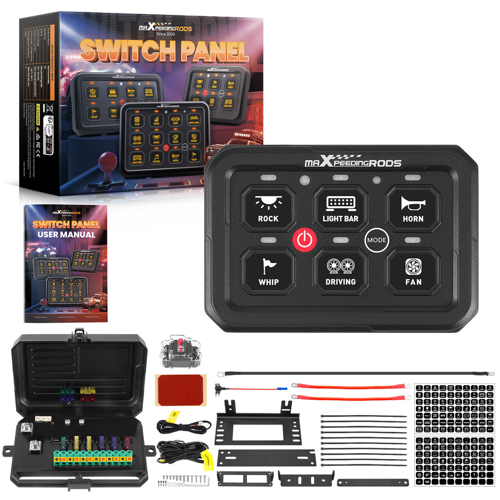 6 Gang Switch Panel RGB Automatic Dimmable Off Road LED Light Controller voor ATV