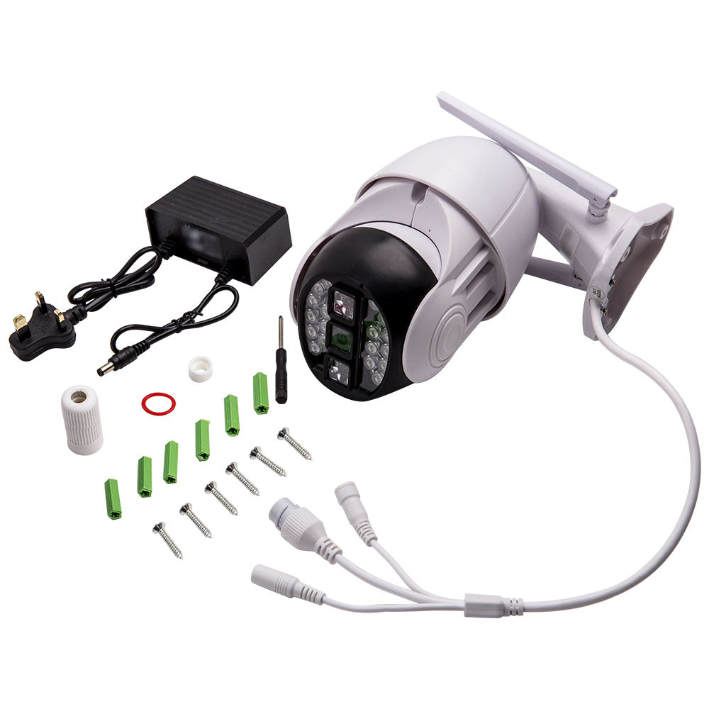Weatherproof Outdoor Camera 1080P Pan Tilt Zoom Remote View UK Plug geschikt voor White