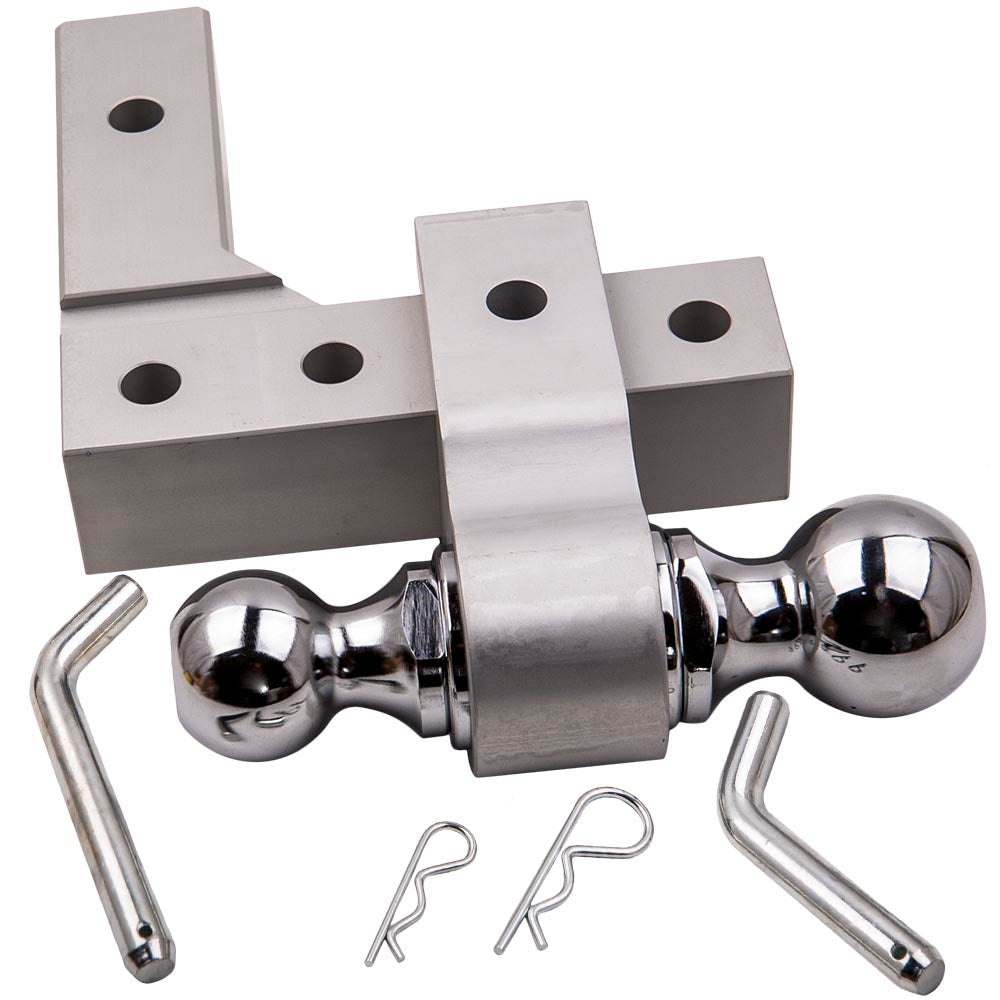 Verstelbare Aluminium Mount Double Ball Hitch 2" Receiver Hook and Trailer Tow Lock