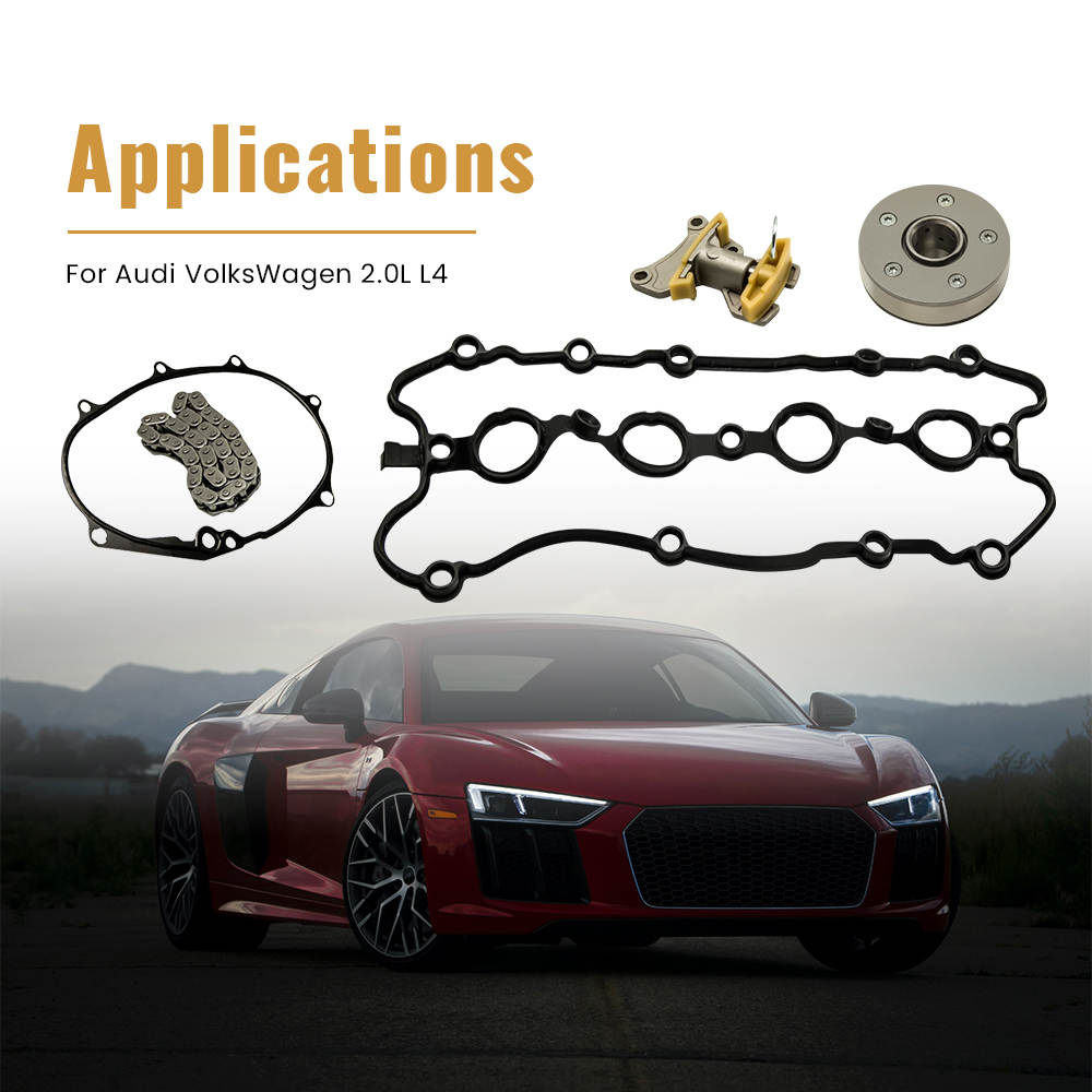 Cam Timing Adjuster Chain Tensioner Gasket Kit compatible for Audi A3 A4 2.0 TFSI FSI 16V
