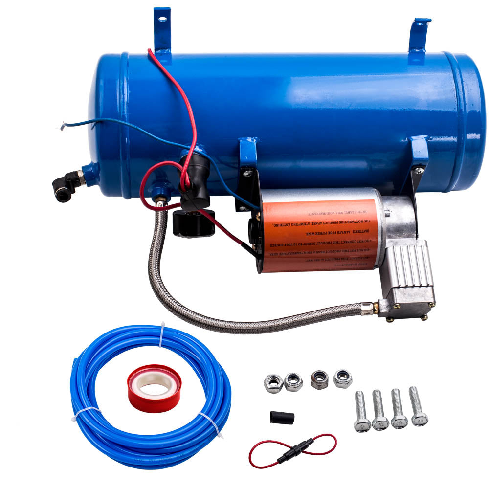Nouveau kit de compresseur dair 12V DC 150PSI for klaxon dair avec interrupteur de pression réservoir 6L