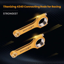 Laad de afbeelding in de galerijviewer, Titanizing H-BeamConnecting Rods+ARP2000 Bolts compatible for Fiat 500 2 Cylinder 130mm