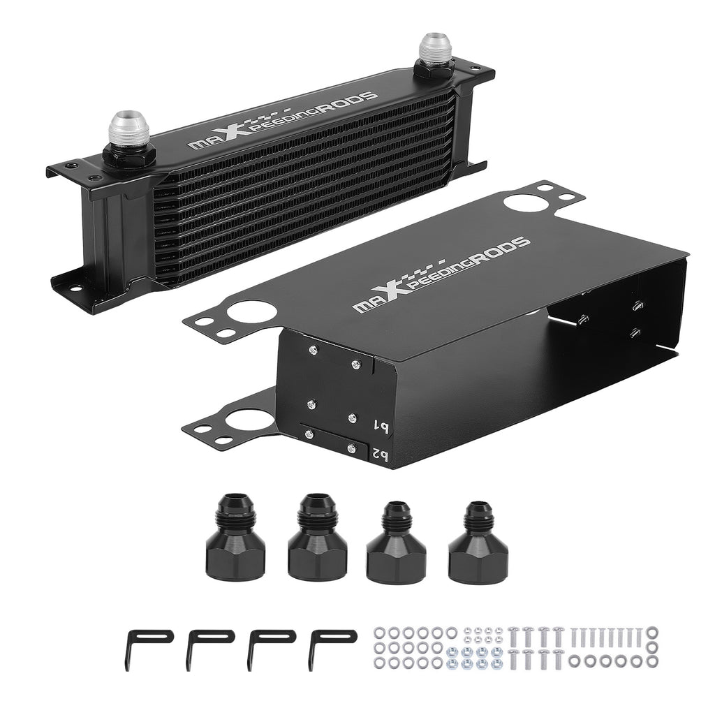 10-Row Engine Oil Cooler Kit Universal Fit met AN10 FittingsAir Guide System