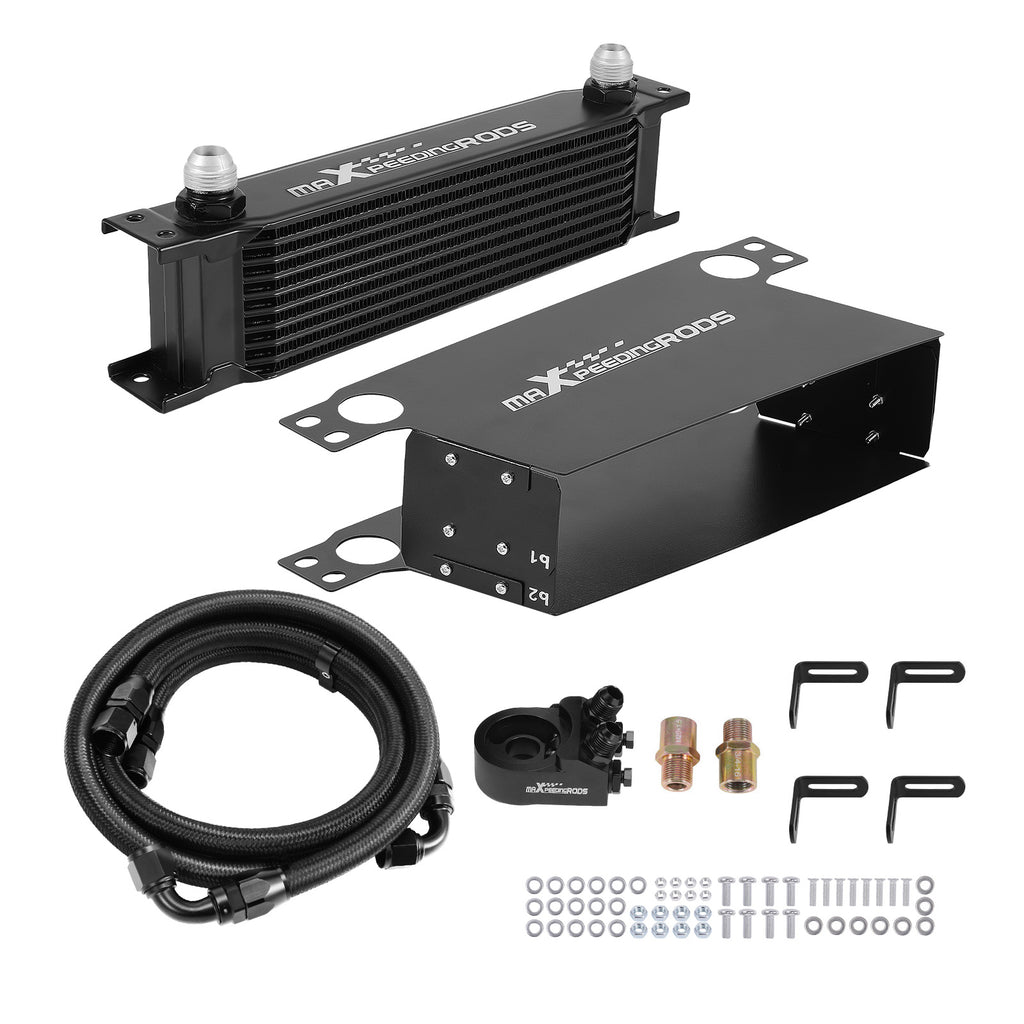 10-Row Engine Oil Cooler Kit AN10 Universal Fit met Thermostatic Control System