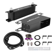 Laad de afbeelding in de galerijviewer, Universal 10 Row Engine Oil Cooler Kit AN10 Aluminium Transmission Radiateur UK