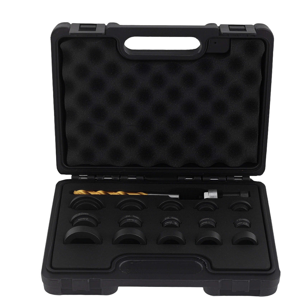 17pc Auto Hole Punch Set for Sensor Installation 17-32mm Carbon Steel Tool