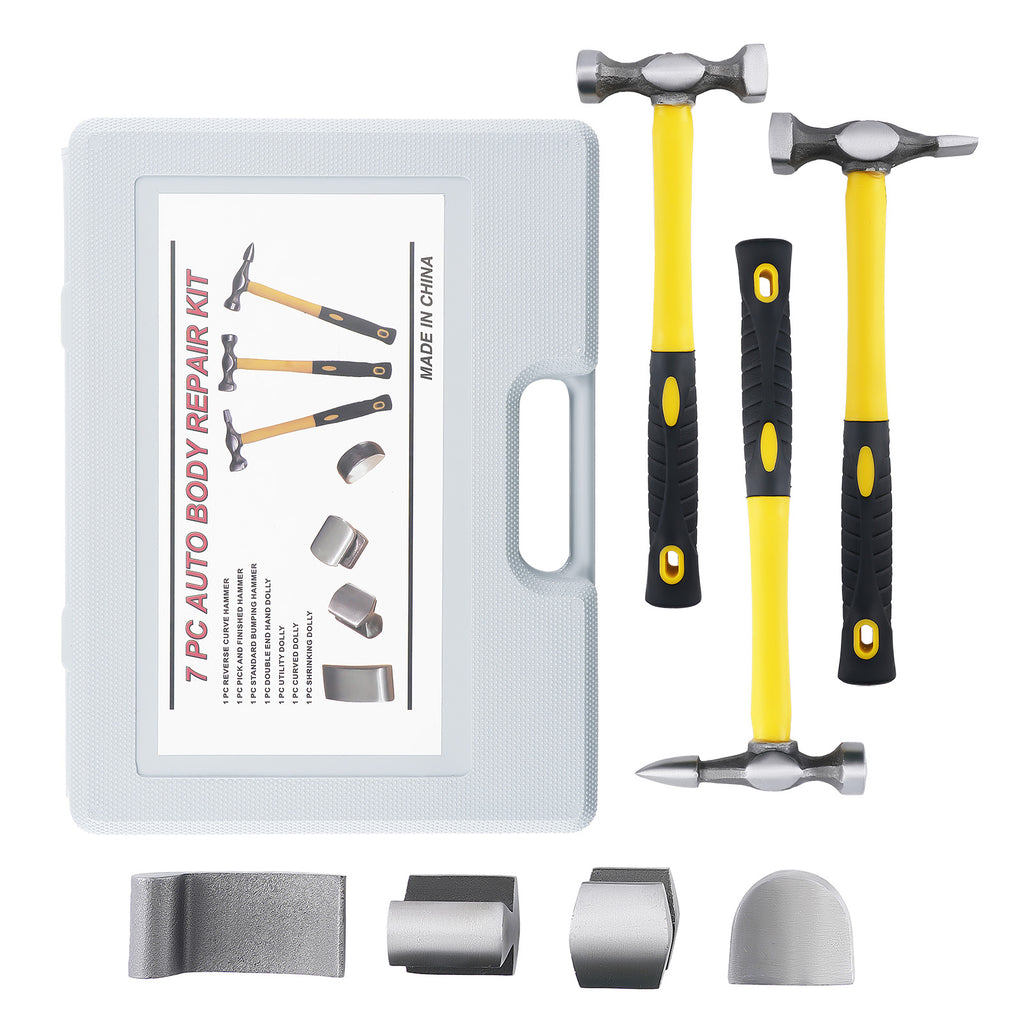 7pcs Auto Body Repair Tool Kit Craft Panel Beating Hammer en Dolly Set Hammer
