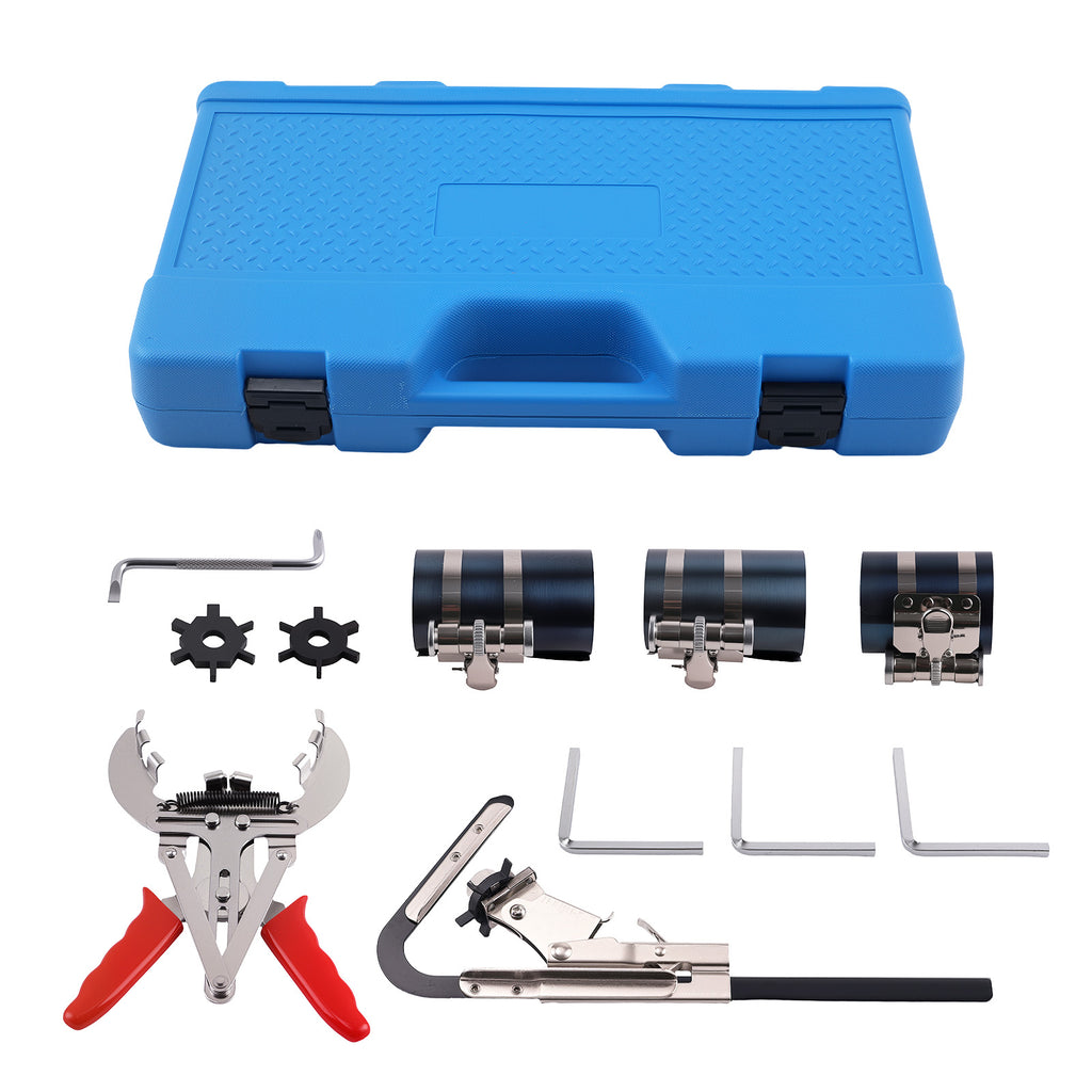 11PcsPiston Ring Service Kit Compressor Pliers Groove Cleaner Engine Tool Set