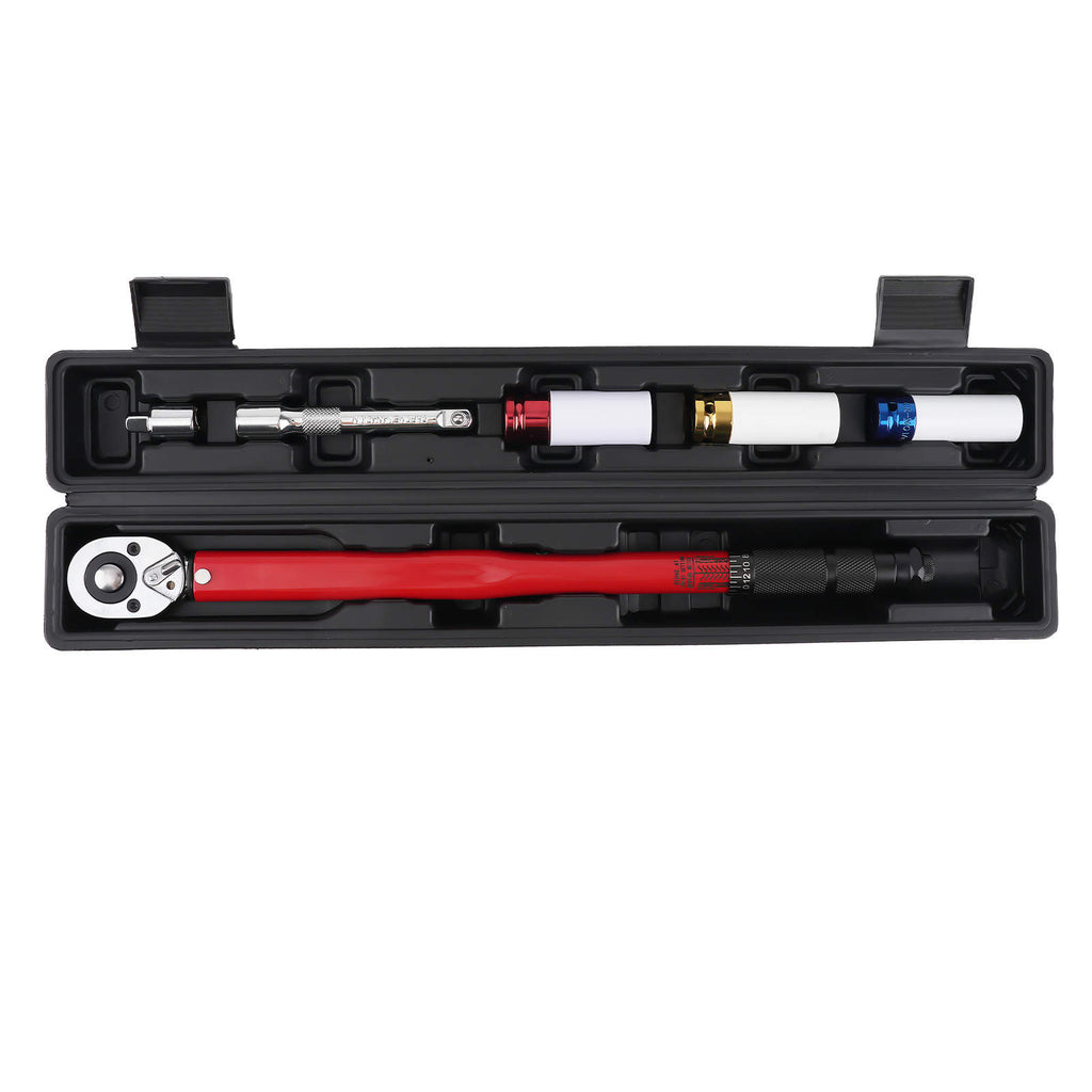 1/2 30-210Nm Torque Wrench Set with Chrome Sockets for Vehicle Wheels 17, 19, and 21mm