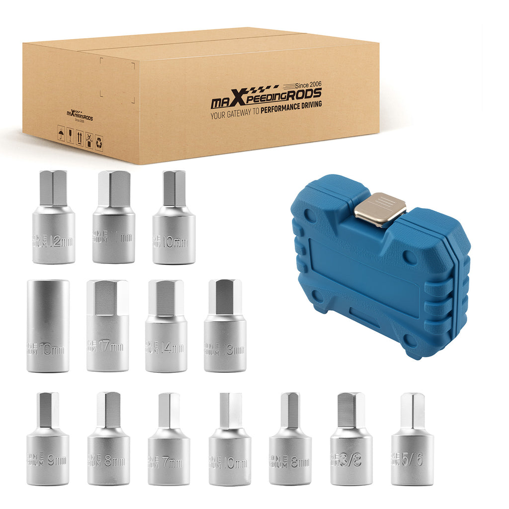 14pc Drain Key Kit voor Car Van 3/8 Drive HRC43-48 met Storage geschikt voor Case Steel