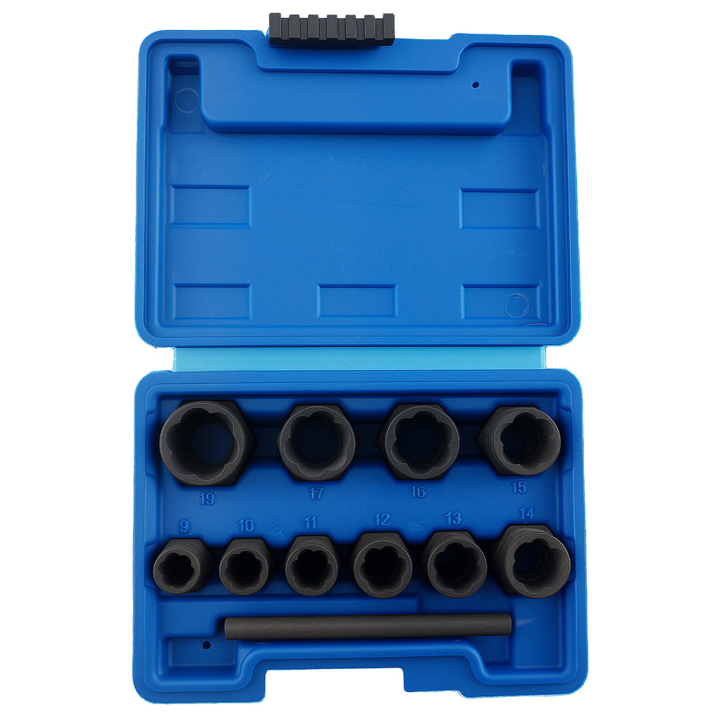 Extractores de Tuercas 11 Piezas 9-19mm for Tornillos Dañados Acero Cromo
