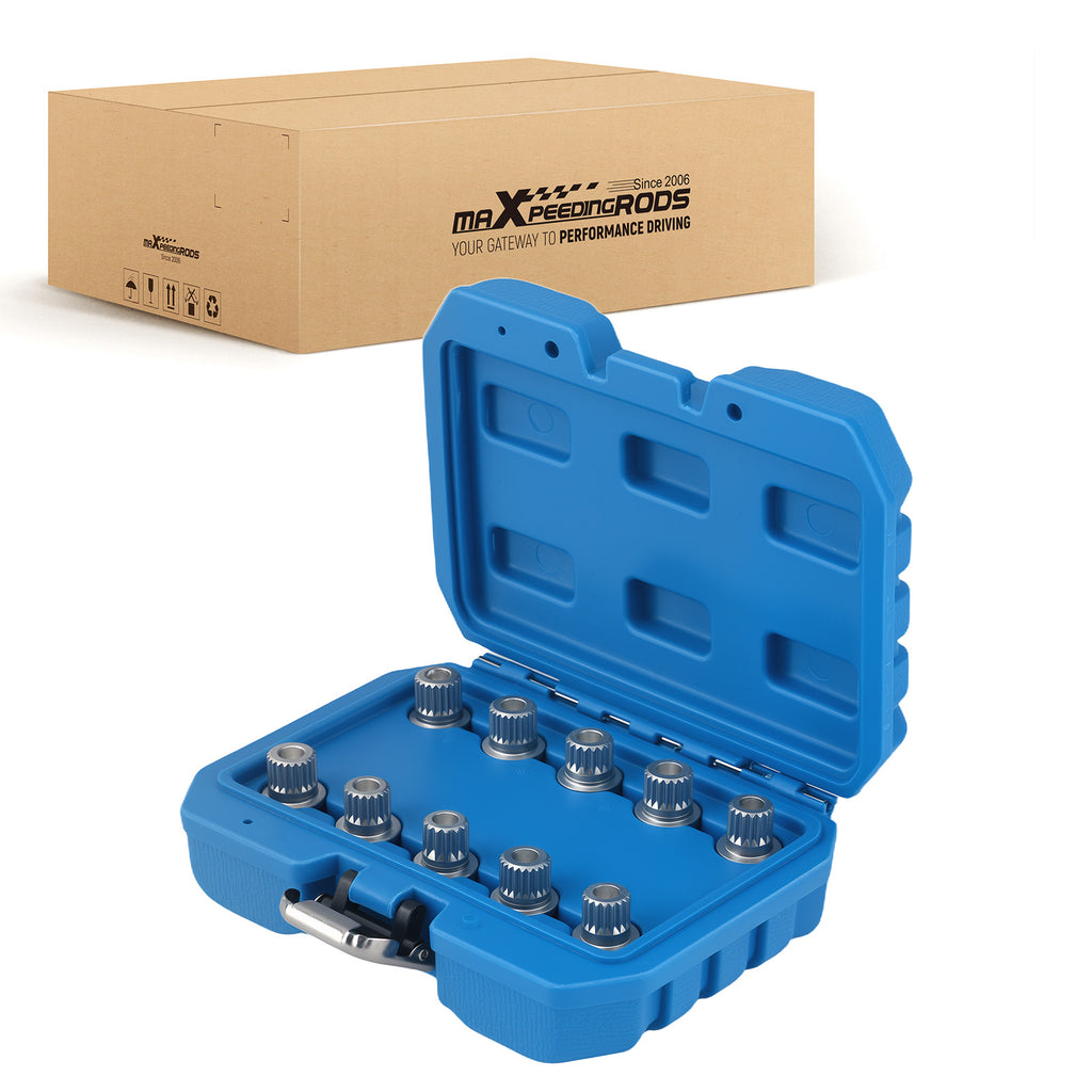 10 Piece Locking Nut Key Remover geschikt voor VW 17mm Socket Wheel Set 10-21pt CRV