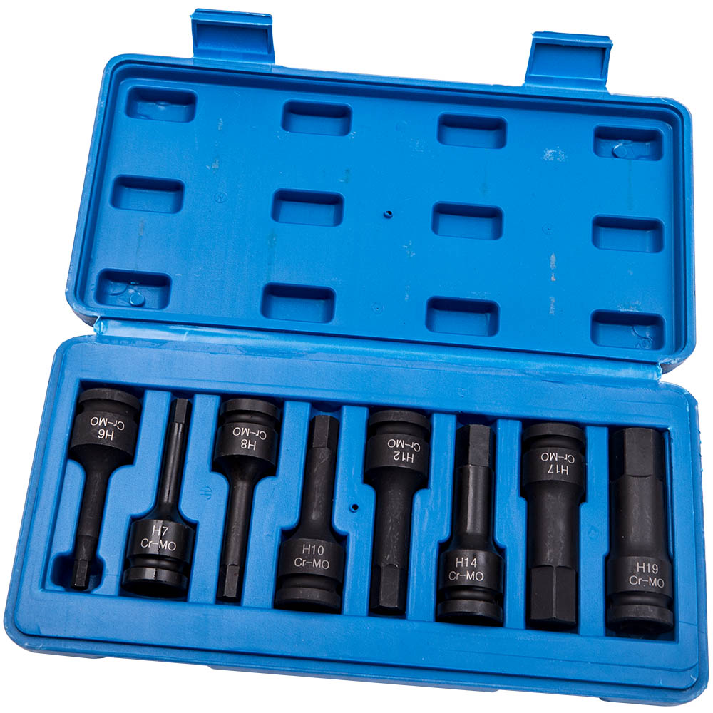 Impact Allen Key Hex Hexagon 1/2 inch Drive Socket Set H5 to H19 Tools Set 8pcs/kit