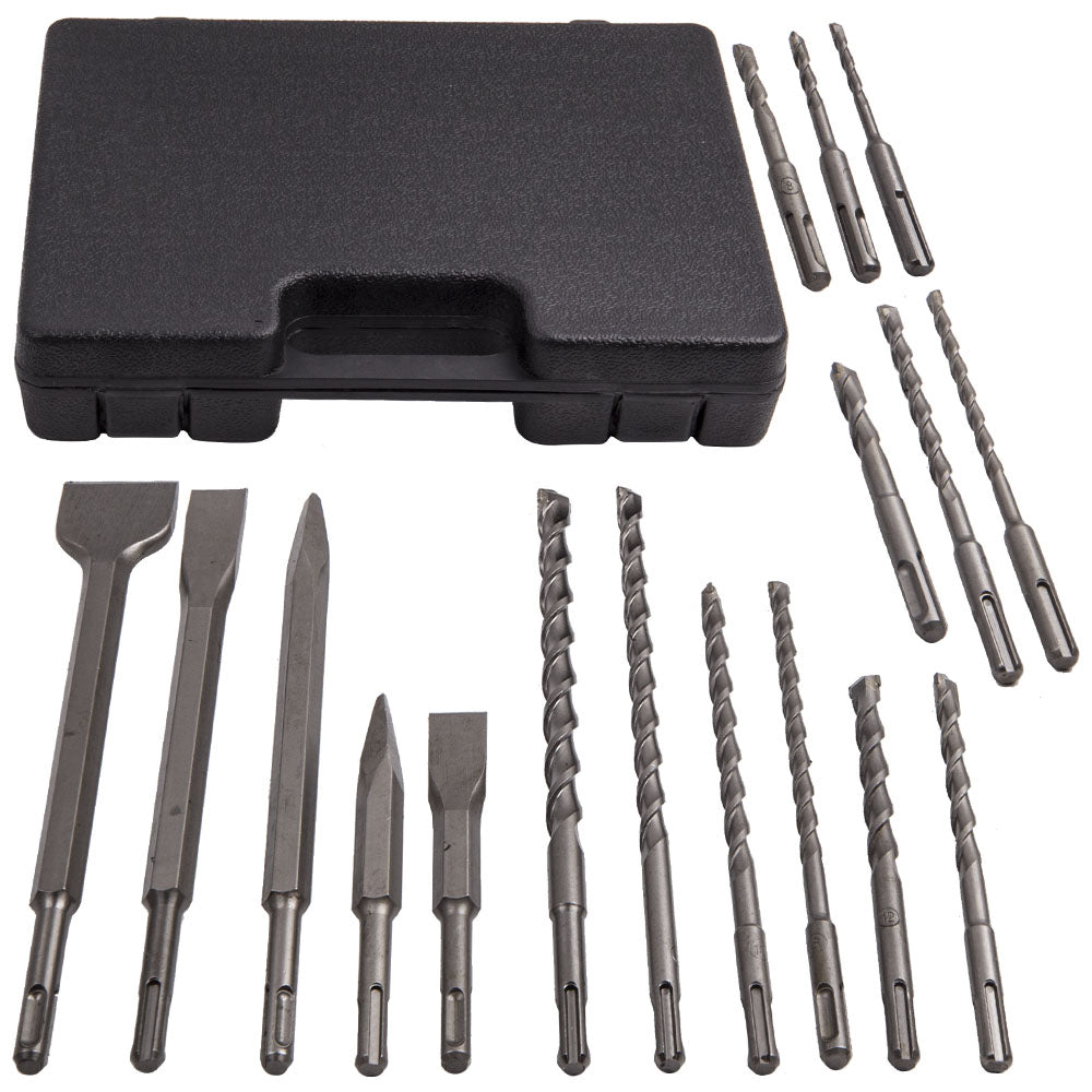 17x Brocas de martillo Broca de cincel Fit SDS Plus Juego de concreto de ranura