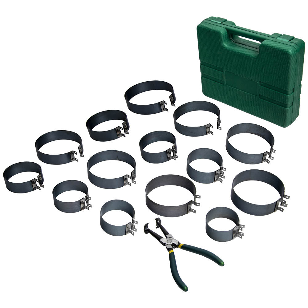 Piston Ring Compressor Cylinder Installer met Plier14 bands tool set